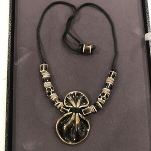 MAYHEW Artisan-Signed Handcrafted Pottery Pendant and Bead Necklace